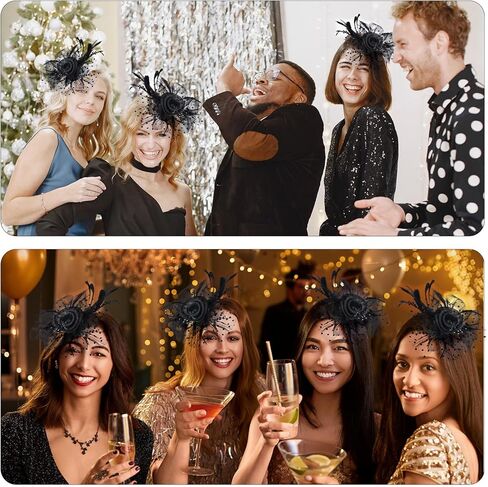 5Pcs Fascinators Hats for Women Tea Party Hat with Headband 1920s Fascinator Hat for Women Christmas Weddings Funerals in Kuwait