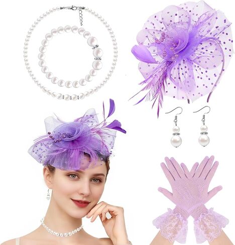 5Pcs Fascinators Hats for Women Tea Party Hat with Headband 1920s Fascinator Hat for Women Christmas Weddings Funerals in Saudi Arabia