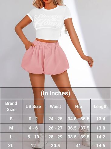 Mini Bubble Shorts with Pockets, High Waisted Wide Leg, Loose Fit Casual Comfy, Ruffle Bloomers for Women in Saudi Arabia