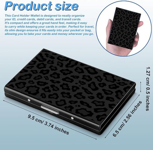 Metal Wallet,Credit Card Holder for Women,Aluminum Wallet,Ridge Wallet for Women,Hard Case Wallet,RFID Blocking Business Metal Credit Card Holder Case,Gift for Girls,Black Leopard in Saudi Arabia