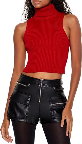 Forever 21 Women's Turtleneck Sweater-Knit Tank Top in Saudi Arabia