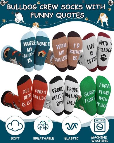 6 Pairs Dog Socks for Men Novelty Dog Dad Gift Pug Corgi Crew Socks for Puppy Lover Father's Day Gift in Saudi Arabia