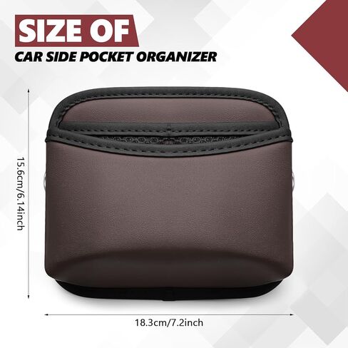 Car Side Pocket Organizer, Small Leather Pocket Pouch for Auto Seat, Door, Window, Console, Vehicle Mini Storage Bag for Card Cell Phone Sunglasses, Universal Car Accessories (Black) in Kuwait