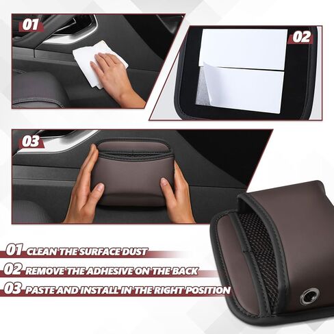 Car Side Pocket Organizer, Small Leather Pocket Pouch for Auto Seat, Door, Window, Console, Vehicle Mini Storage Bag for Card Cell Phone Sunglasses, Universal Car Accessories (Black) in Kuwait