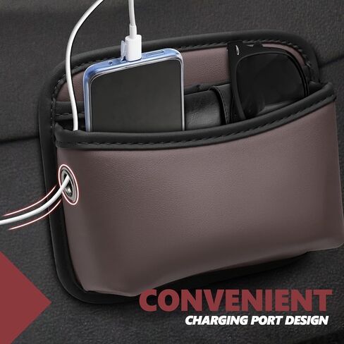 Car Side Pocket Organizer, Small Leather Pocket Pouch for Auto Seat, Door, Window, Console, Vehicle Mini Storage Bag for Card Cell Phone Sunglasses, Universal Car Accessories (Black) in Kuwait
