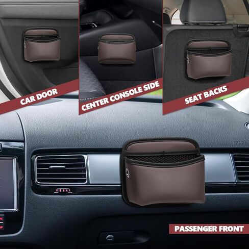 Car Side Pocket Organizer, Small Leather Pocket Pouch for Auto Seat, Door, Window, Console, Vehicle Mini Storage Bag for Card Cell Phone Sunglasses, Universal Car Accessories (Black) in Kuwait