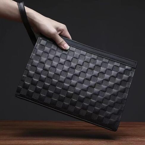 Designer Wristlet Clutch Purse for Men,Womens Large Capacity Business Travel Leather Phone Holder with Zip in Saudi Arabia