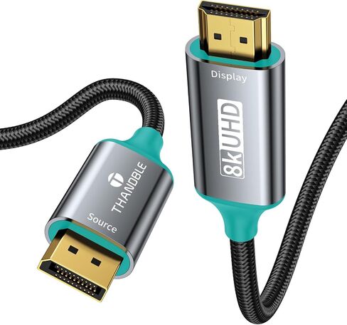 كابل DisplayPort إلى HDMI 8K [4K@120 هرتز، 2K@144 هرتز] أحادي الاتجاه 6FT مضفر DP 1.4 مصدر إلى HDMI 2.1 محول العرض 32.4 جيجابت في الثانية HDR HDCP2.3 سلك منفذ العرض لـ Dell وHP وبطاقة الرسومات in Saudi Arabia