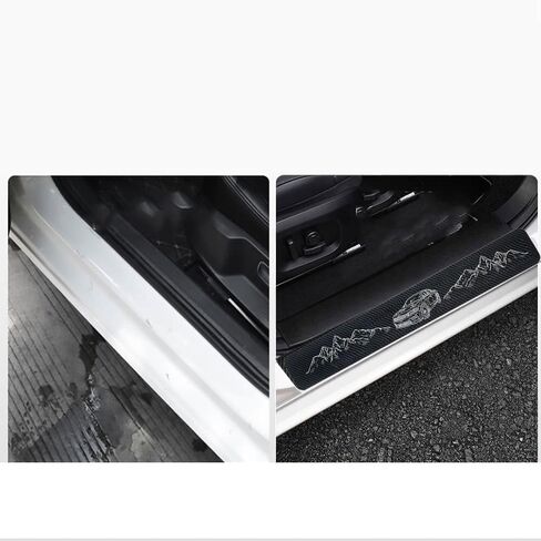 4Pcs Car Door Sill Protector Carbon Fiber Anti-Dirty Scuff Plate Cover Guard Sills Protector Trim fit for Toyota Rav4 GMC AT4 Accessories in Kuwait