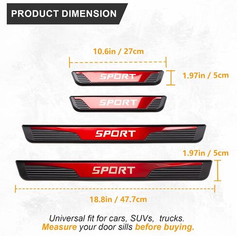4Pcs Stainless Steel Car Door Sill Protector Door Threshold Protector Front and Rear Door Car Pedal Kick Protection Door Sill Scuff Plate Car Universal Accessories for Car Truck SUV Red in Kuwait