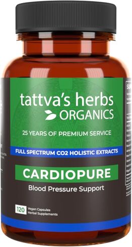 Tattva's Herbs Cardiopure Herbal Ayurvedic Supplement, Ashwagandha, Rauwolfia, & Arjuna Full Spectrum Co2 Extracts, Veggie Capsules, 120 Count in Saudi Arabia