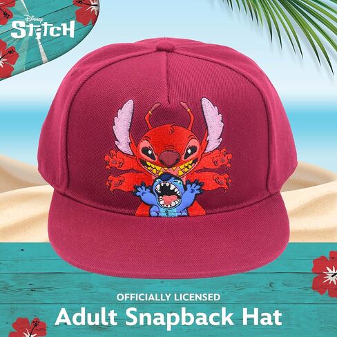 قبعة بيسبول ستيتش بتصميم وجه ملاك بحافة مسطحة قابلة للتعديل مع اذنين ثلاثية الابعاد من ديزني، متعددة الالوان، مقاس واحد in Kuwait