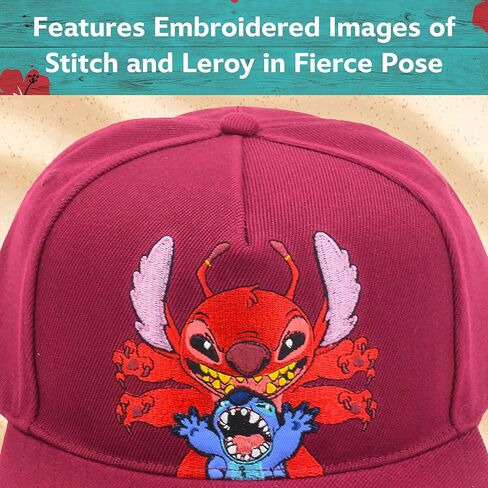 قبعة بيسبول ستيتش بتصميم وجه ملاك بحافة مسطحة قابلة للتعديل مع اذنين ثلاثية الابعاد من ديزني، متعددة الالوان، مقاس واحد in Kuwait