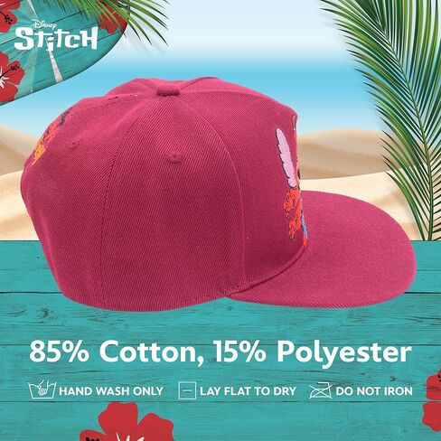 قبعة بيسبول ستيتش بتصميم وجه ملاك بحافة مسطحة قابلة للتعديل مع اذنين ثلاثية الابعاد من ديزني، متعددة الالوان، مقاس واحد in Kuwait