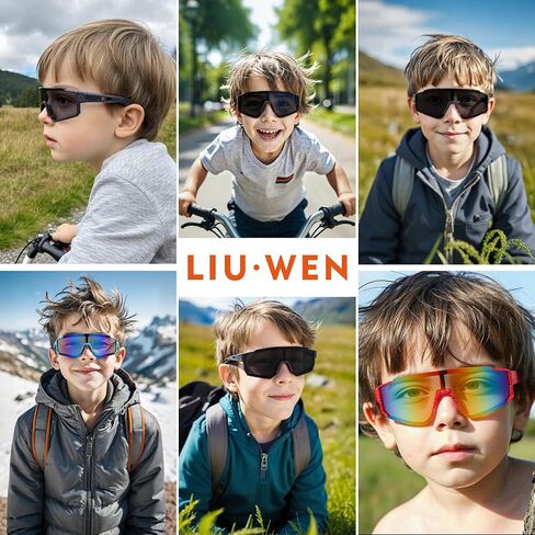 LIU·WEN Youth Baseball Sunglasses With Strap for Boys Girls Age 4-12 - Lightweight Cycling Kids Sports Sun glasses in Saudi Arabia