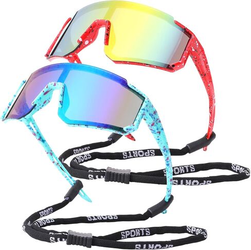 LIU·WEN Youth Baseball Sunglasses With Strap for Boys Girls Age 4-12 - Lightweight Cycling Kids Sports Sun glasses in Saudi Arabia