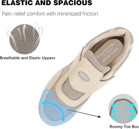 Men's Wide Diabetic Shoes with Air Cushion | Relax Series, Comfort for Swollen Feet, Bunions, Edema |Size 7-13 Wide in Saudi Arabia