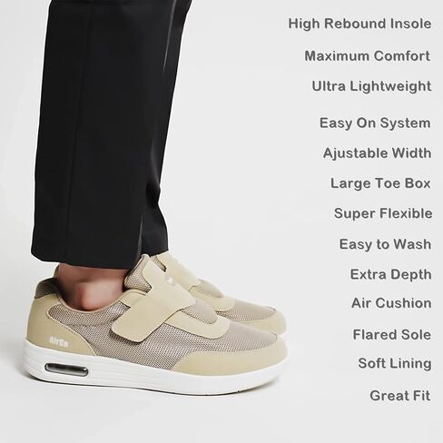 Men's Wide Diabetic Shoes with Air Cushion | Relax Series, Comfort for Swollen Feet, Bunions, Edema |Size 7-13 Wide in Saudi Arabia