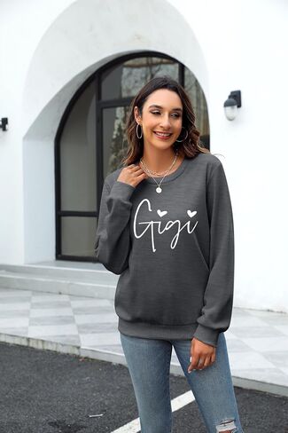 ALLTB Gigi Sweatshirt Women Gigi Heart Graphic Sweater Gifts for Grandma Nana Pullover Top Casual Long Sleeve Tee Tops in Kuwait