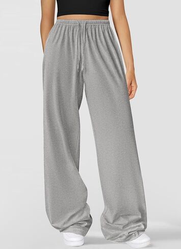 Okiwam Women's Wide Leg Sweatpants Summer 2025 Fall High Waisted Lounge Pants Drawstring Workout Joggers with Pockets in Kuwait