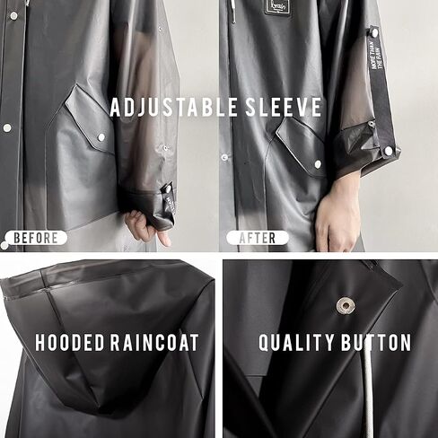 L-Rain Durable TPU Clear Rain Coat for Adults - Women and Men Fashion Hooded Rain Poncho in Saudi Arabia
