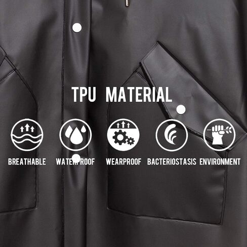 L-Rain Durable TPU Clear Rain Coat for Adults - Women and Men Fashion Hooded Rain Poncho in Saudi Arabia