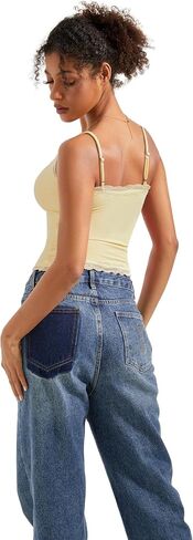 SUUKSESS Women Padded Lace Double Lined Tank Tops Sexy V Neck Summer Going Out Top in Saudi Arabia