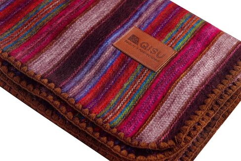 QISU Alpaca Wool Blanket Throw | Large, Beautiful, Warm, Variegated | 85 x 65 inches | Ultra-Soft, Hypoallergenic and Breathable | Non-Itchy or Scratchy (Purple Earth Variegated) in Saudi Arabia