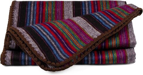 QISU Alpaca Wool Blanket Throw | Large, Beautiful, Warm, Variegated | 85 x 65 inches | Ultra-Soft, Hypoallergenic and Breathable | Non-Itchy or Scratchy (Purple Earth Variegated) in Saudi Arabia