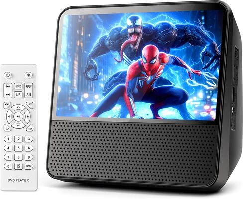 مشغل DVD محمول ROADOM مقاس 9.8 بوصات مع بطاقة SD/منفذ USB، بطارية قابلة لإعادة الشحن لمدة 5 ساعات، شاشة حماية للعين مقاس 7 بوصات، دعم AV/الصوت/لوحة الألعاب (أبيض) in Saudi Arabia