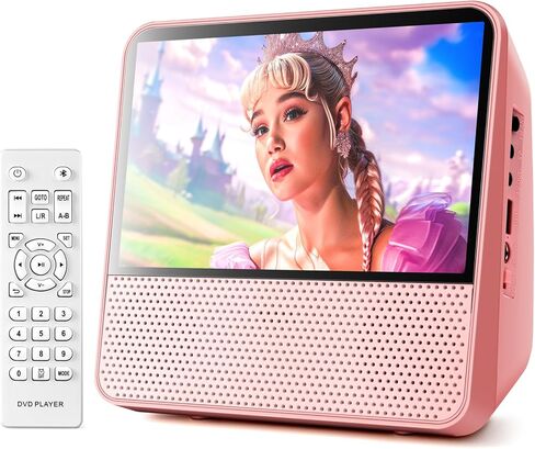 مشغل DVD محمول ROADOM مقاس 9.8 بوصات مع بطاقة SD/منفذ USB، بطارية قابلة لإعادة الشحن لمدة 5 ساعات، شاشة حماية للعين مقاس 7 بوصات، دعم AV/الصوت/لوحة الألعاب (أبيض) in Saudi Arabia
