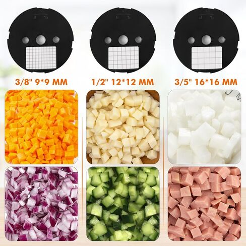 Anatole Electric Vegetable Dicer Slicer Commercial Food Processor Multifunctional Veggie Chopper Professional Heavy Duty Fruits Cutter with 2 Stainless Steel Blades for Carrot Potato Onion 100W 110V in Kuwait