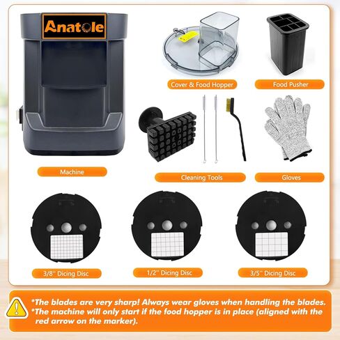 Anatole Electric Vegetable Dicer Slicer Commercial Food Processor Multifunctional Veggie Chopper Professional Heavy Duty Fruits Cutter with 2 Stainless Steel Blades for Carrot Potato Onion 100W 110V in Kuwait