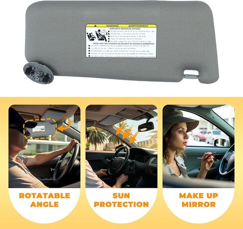 KUAFU Pair Sun Visor Set Compatible with 2007 2008 2009 2010 2011 Toyota Camry Without Sunroof Gray Replacement for 74320-06780-B0 74320-33B81-B0 74310-06750-B0 Driver and Passenger Side in Saudi Arabia