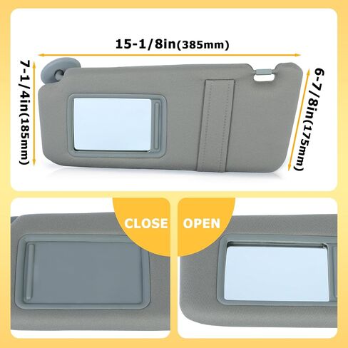 KUAFU Pair Sun Visor Set Compatible with 2007 2008 2009 2010 2011 Toyota Camry Without Sunroof Gray Replacement for 74320-06780-B0 74320-33B81-B0 74310-06750-B0 Driver and Passenger Side in Saudi Arabia