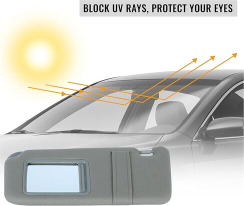 KUAFU Pair Sun Visor Set Compatible with 2007 2008 2009 2010 2011 Toyota Camry Without Sunroof Gray Replacement for 74320-06780-B0 74320-33B81-B0 74310-06750-B0 Driver and Passenger Side in Saudi Arabia