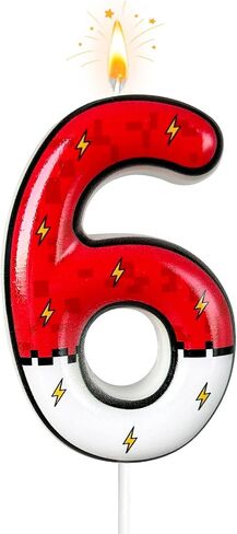 Cartoon White and red Lightning Cake Candle Digital Anime Cartoon Birthday Candle Cake Decoration Animation Birthday Decoration Party Supplies(6) in Saudi Arabia
