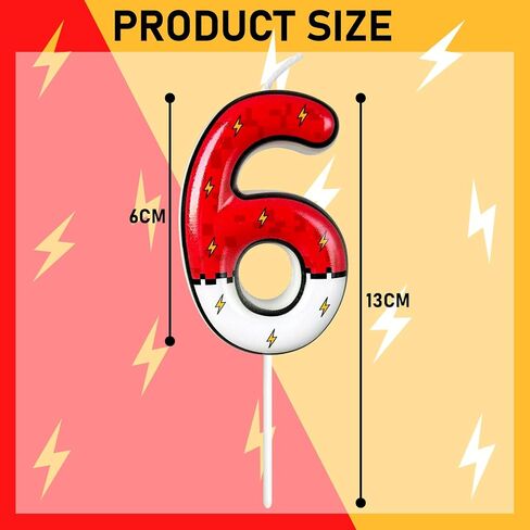 Cartoon White and red Lightning Cake Candle Digital Anime Cartoon Birthday Candle Cake Decoration Animation Birthday Decoration Party Supplies(6) in Saudi Arabia