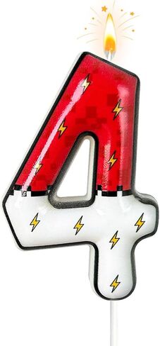 Cartoon White and red Lightning Cake Candle Digital Anime Cartoon Birthday Candle Cake Decoration Animation Birthday Decoration Party Supplies(6) in Saudi Arabia