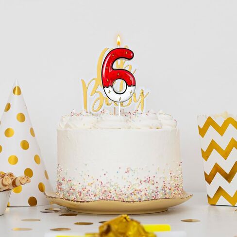 Cartoon White and red Lightning Cake Candle Digital Anime Cartoon Birthday Candle Cake Decoration Animation Birthday Decoration Party Supplies(6) in Saudi Arabia