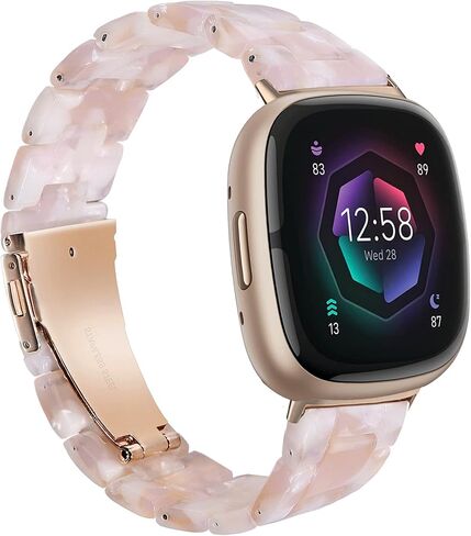 Awsmor Resin Band متوافق مع Fitbit Versa 4/Versa 3/Fitbit Sense 2/Sense Band Women ، حزام بديل للمعصم خفيفة الوزن للعكس 3/4/Sense 2 Smartwatch in Kuwait