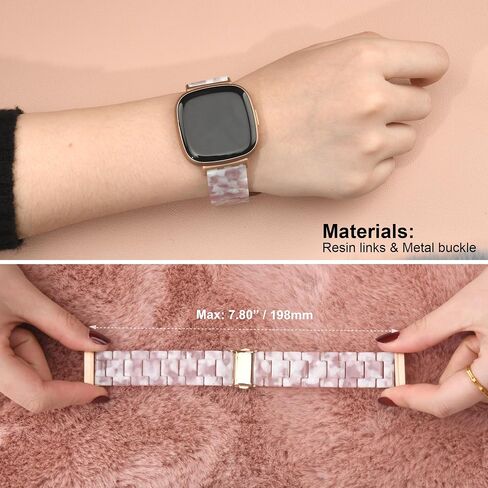 Awsmor Resin Band متوافق مع Fitbit Versa 4/Versa 3/Fitbit Sense 2/Sense Band Women ، حزام بديل للمعصم خفيفة الوزن للعكس 3/4/Sense 2 Smartwatch in Kuwait