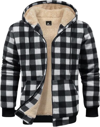 Mens Zip Up Hoodies Fleece Sherpa Lined Sweatshirt Winter Warm Jacket in Saudi Arabia