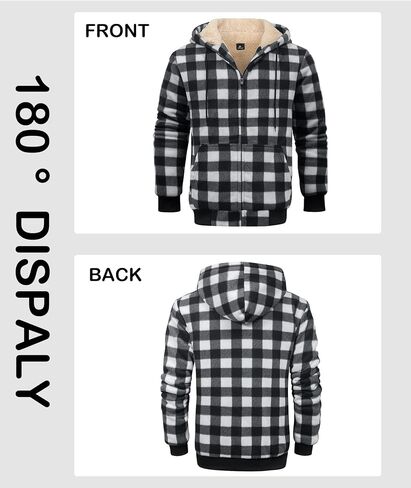 Mens Zip Up Hoodies Fleece Sherpa Lined Sweatshirt Winter Warm Jacket in Saudi Arabia