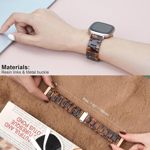 AWSMOR Resin Band Compatible with Fitbit Versa 4/Versa 3/Fitbit Sense 2/Sense Band Women, Lightweight Bracelet Wristband Replacement Strap for Versa 3/4/Sense 2 Smartwatch in Kuwait