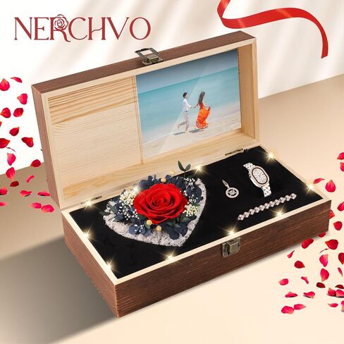 Birthday Gifts for Women - Preserved Roses with Watch Sets Romantic Women's Gifts for Women,Daughters, Sister, Girlfriend on Birthday, Anniversary, Thanksgiving, Christmas - Red in Saudi Arabia