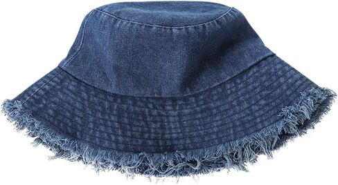 قبعة دنيم دنيم متوترة جين في صياد الصياد على نطاق واسع brim boonie sun hat قبعة شاطئية قابلة للتعبئة للنساء الرجال in Kuwait