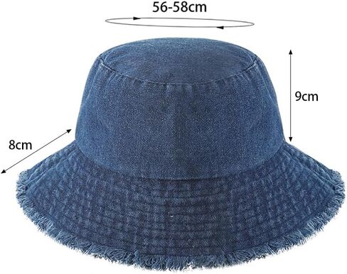 قبعة دنيم دنيم متوترة جين في صياد الصياد على نطاق واسع brim boonie sun hat قبعة شاطئية قابلة للتعبئة للنساء الرجال in Kuwait