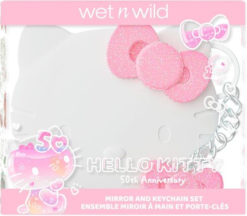 wet n wild Hello Kitty Collection, Mirror & Pink Bow Keychain Duo, Comfort-Grip Handle, Versatile & Portable Hand Mirror in Kuwait