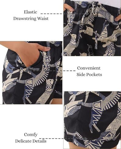 Womens Casual Shorts Drawstring Elastic High Waist Fashionable and Comfortable Summer Beach Shorts with Pockets (S-XL) in Kuwait